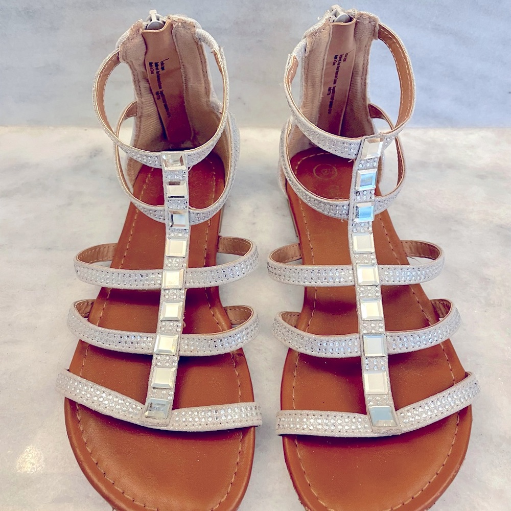 Silver gladiator sandals